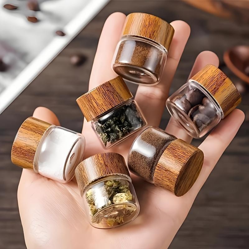 6 Pack Mini Glass Dispenser Bottles Portable Travel Kitchen Camping Containers