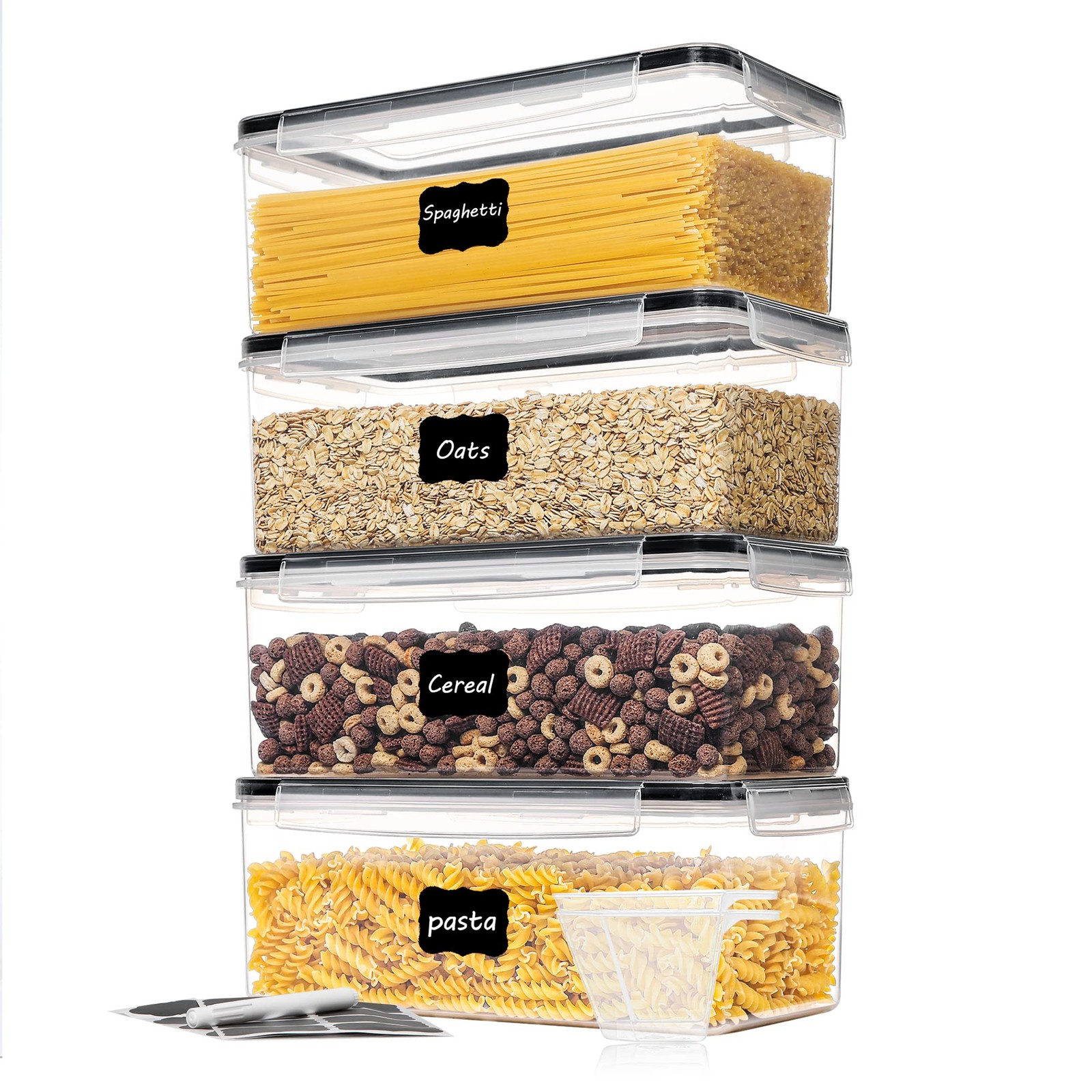 Airtight Food Storage Containers With Lids 4pcs Set 3.2l Plastic Spaghetti Conta