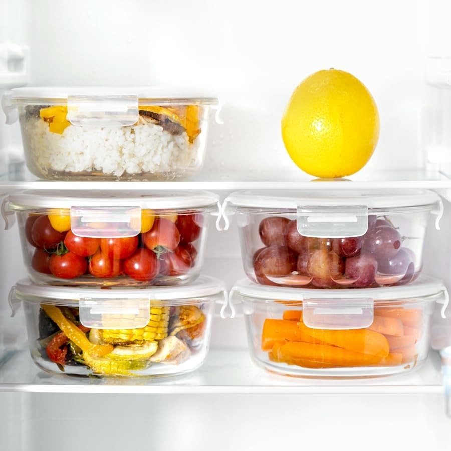 5 Pack Meal Prep Glass Containers with Air Vent Lids – Airtight, BPA-Free, 32oz