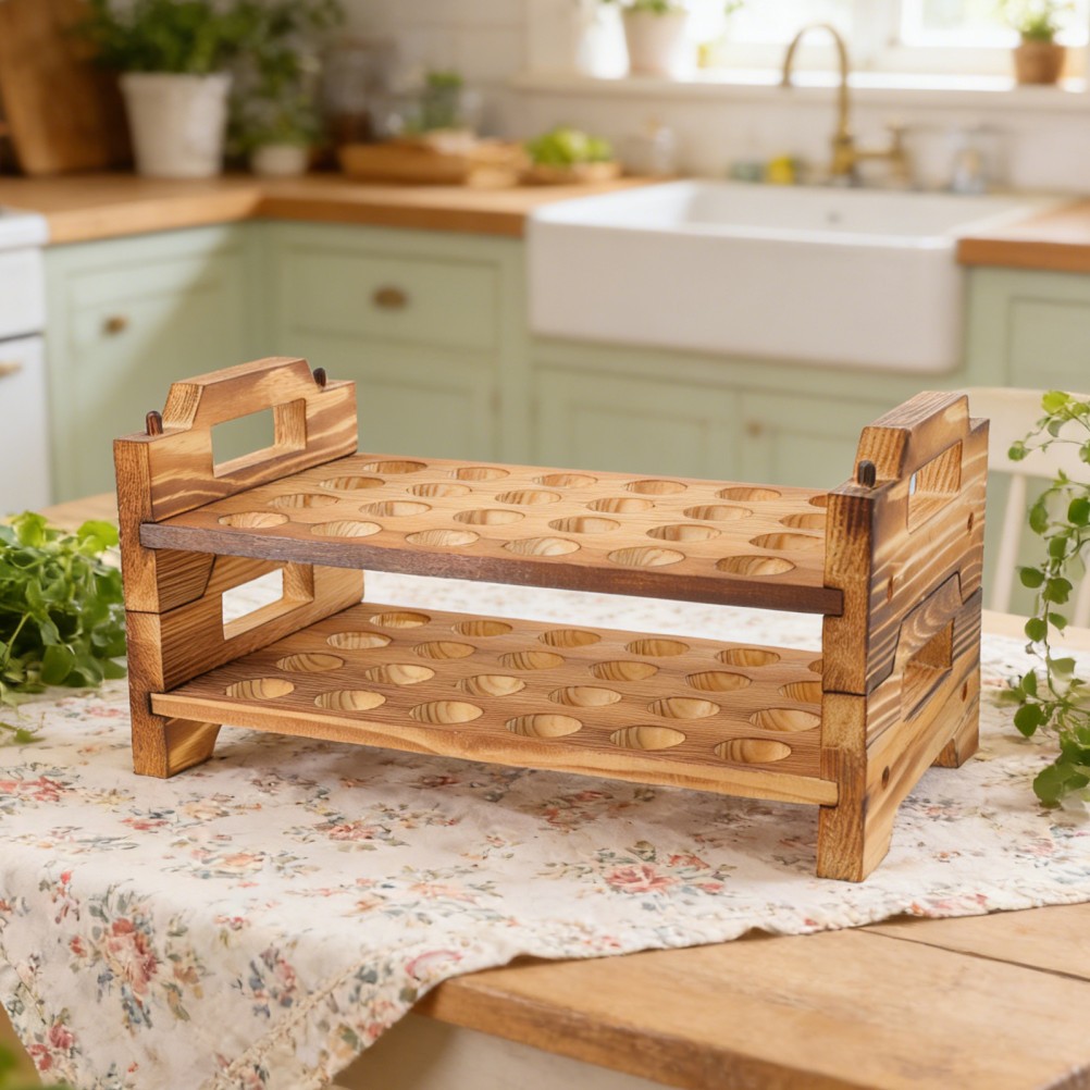 Wooden Quail Egg Rack Novelty Easter Holder Countertop Storage Eggs
