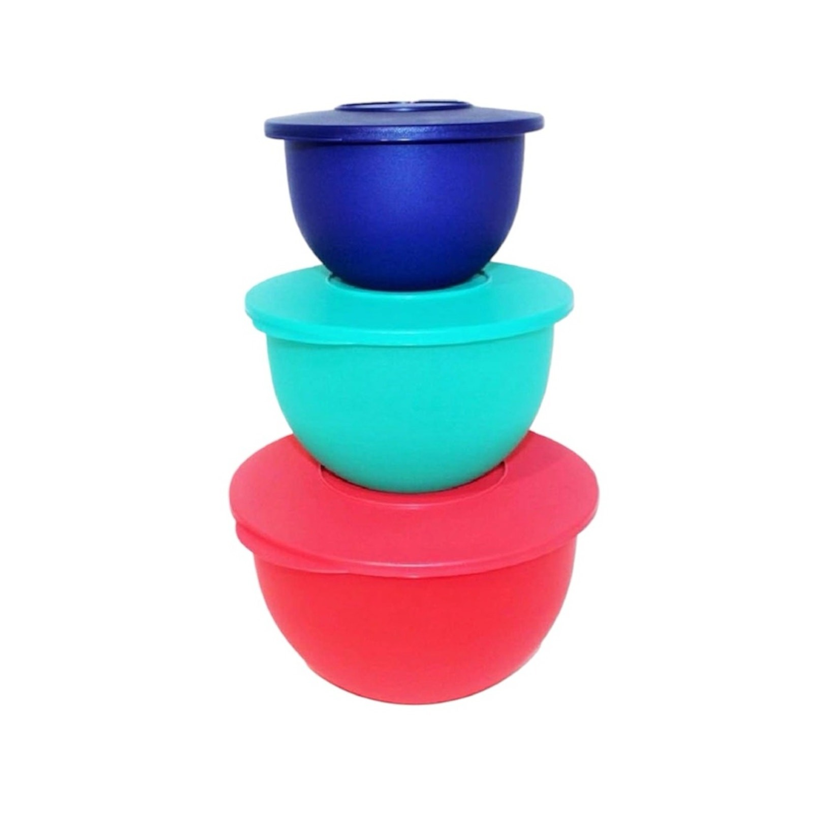NEW Tupperware Impressions Nesting Bowls 3-Piece Set Blue Teal Pink