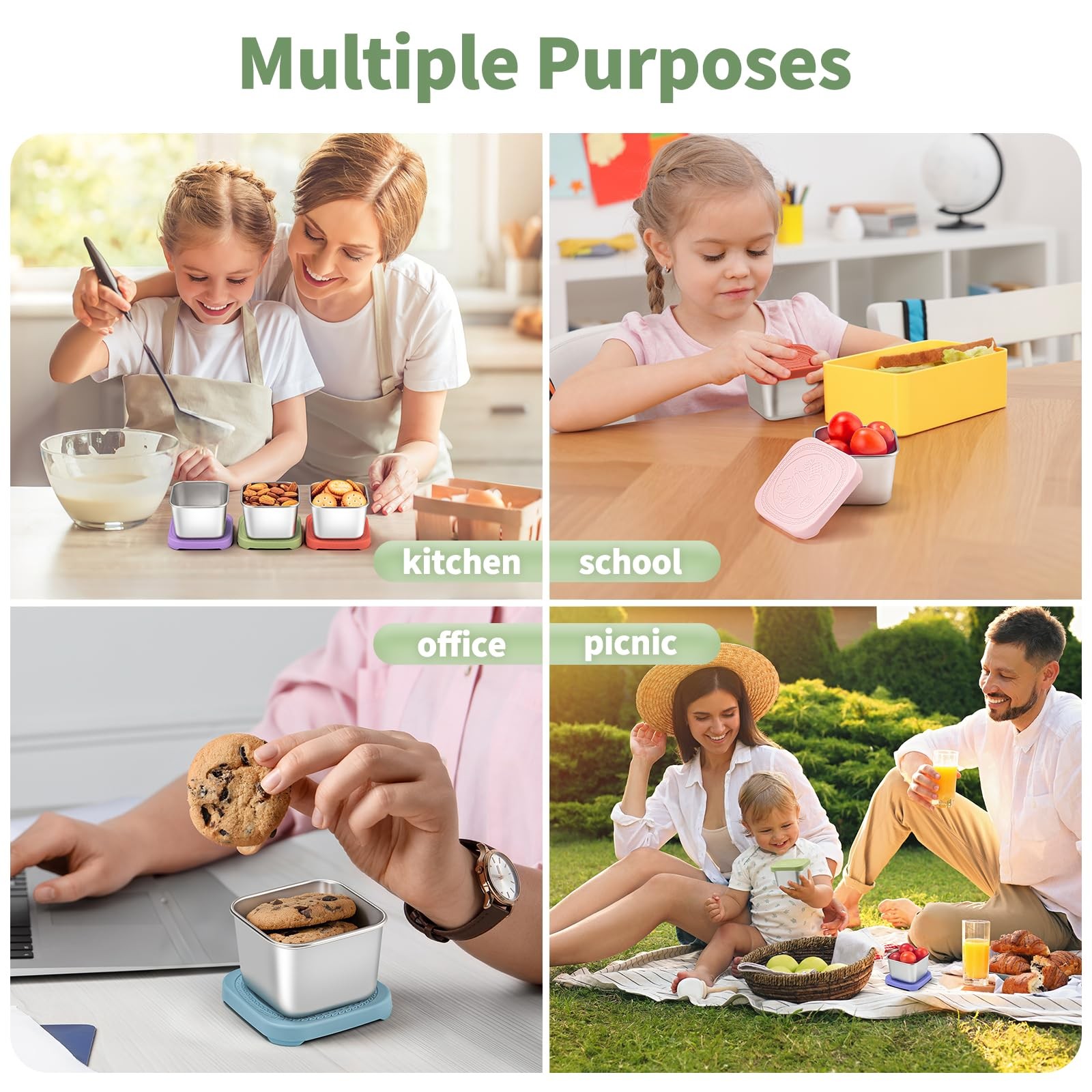 6 Oz Stainless Steel Snack Containers for – 6 Pack Metal Food Containers with…