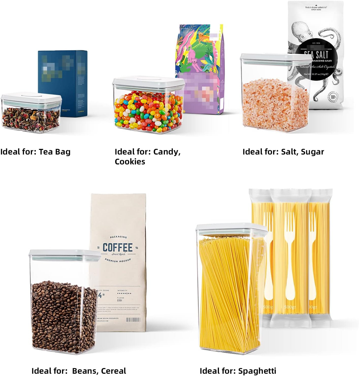 Food Storage Containers with Lids, 10 Pcs Airtight Pantry Storage Sets Bpa-Free