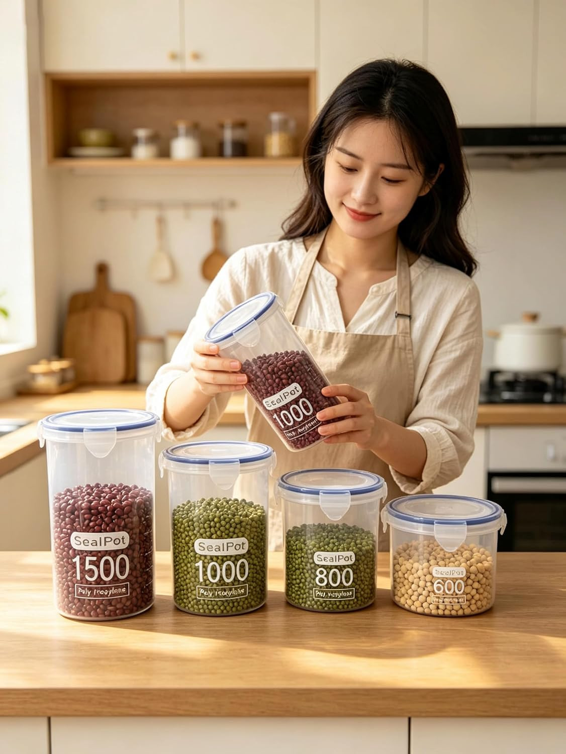 Food Storage Containers Set for 4 Pack, Freezer Containers with Airtight Lids…