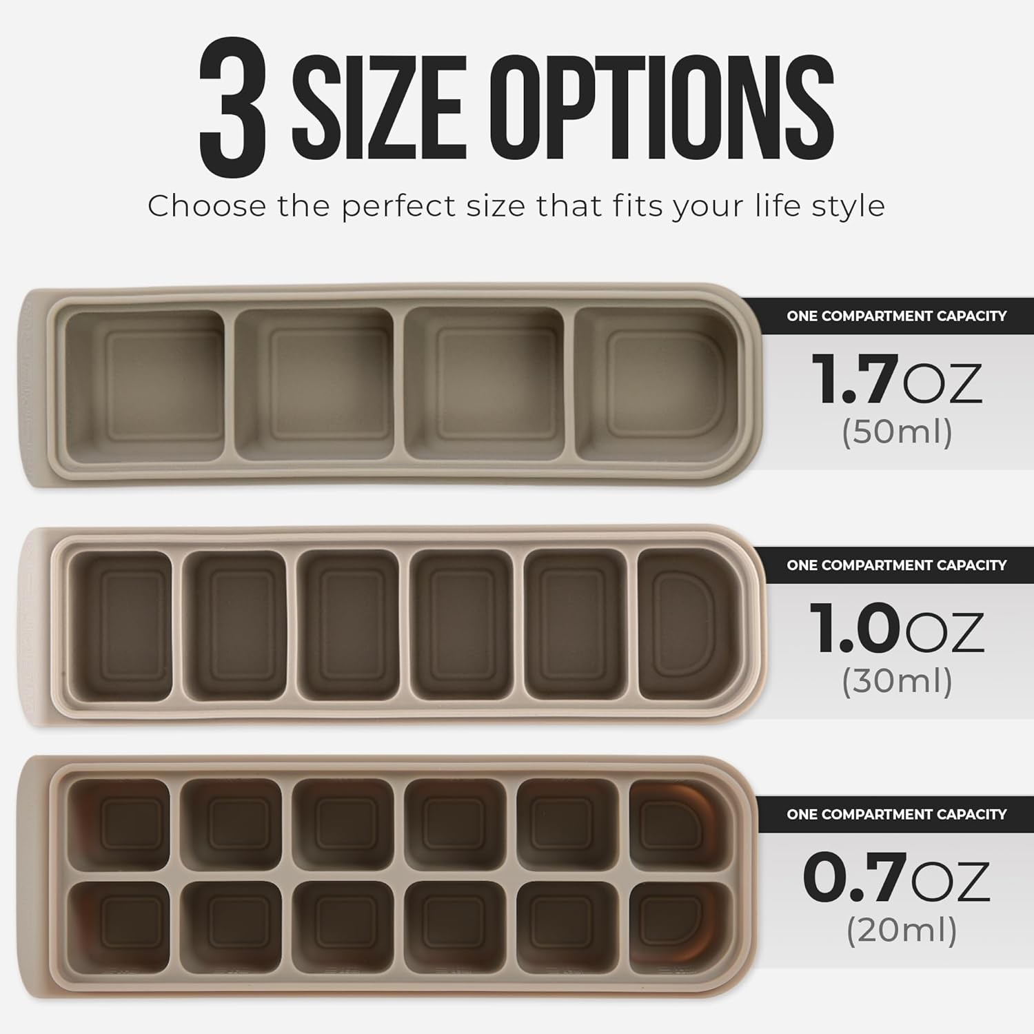 Silicone Ice Cube Freezer Tray with Lid, 100% Food-Grade Platinum Silicone,Leak