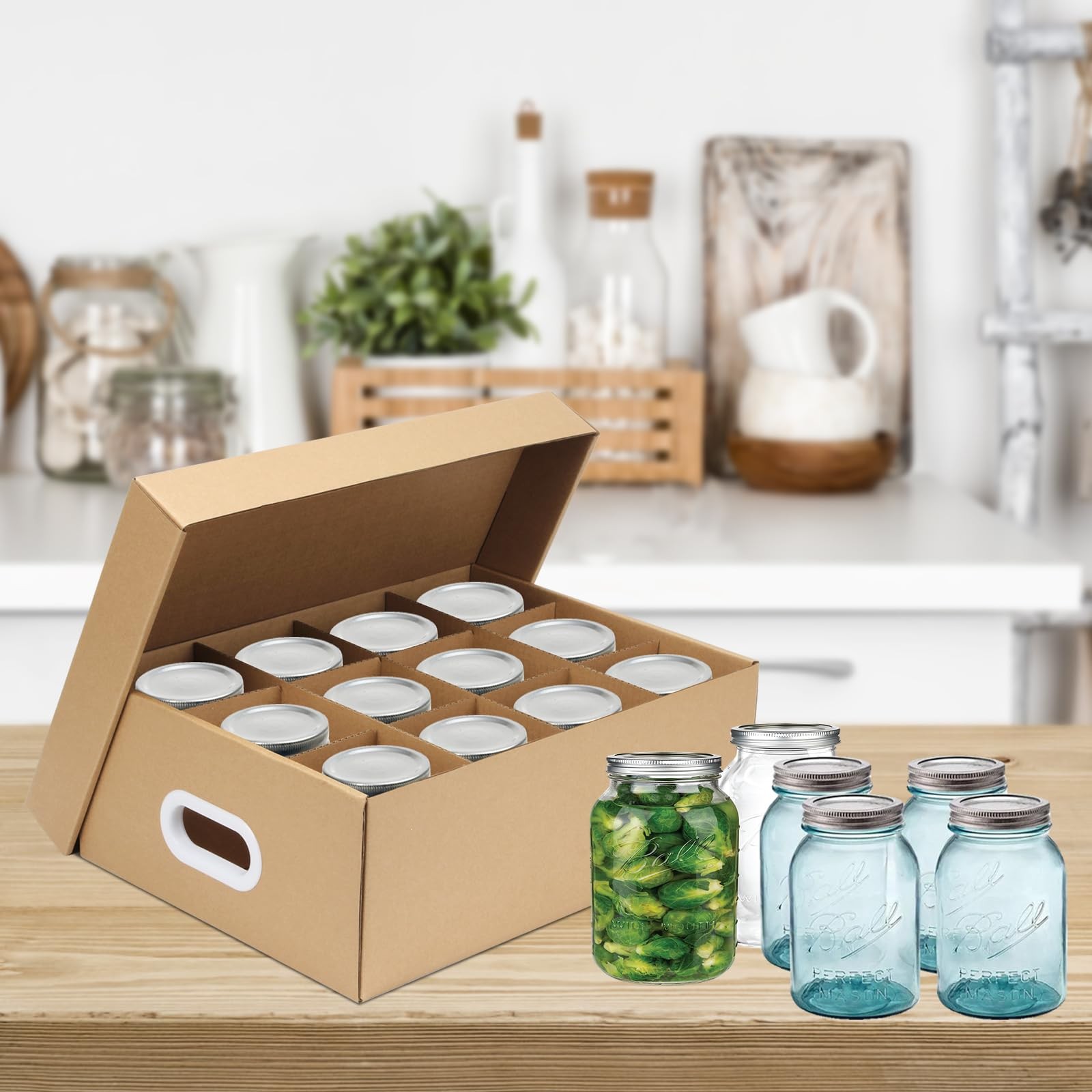 3 Pcs Mason Jar Storage Boxes, Cardboard Canning Jar Storage Boxes 16 oz Cann…