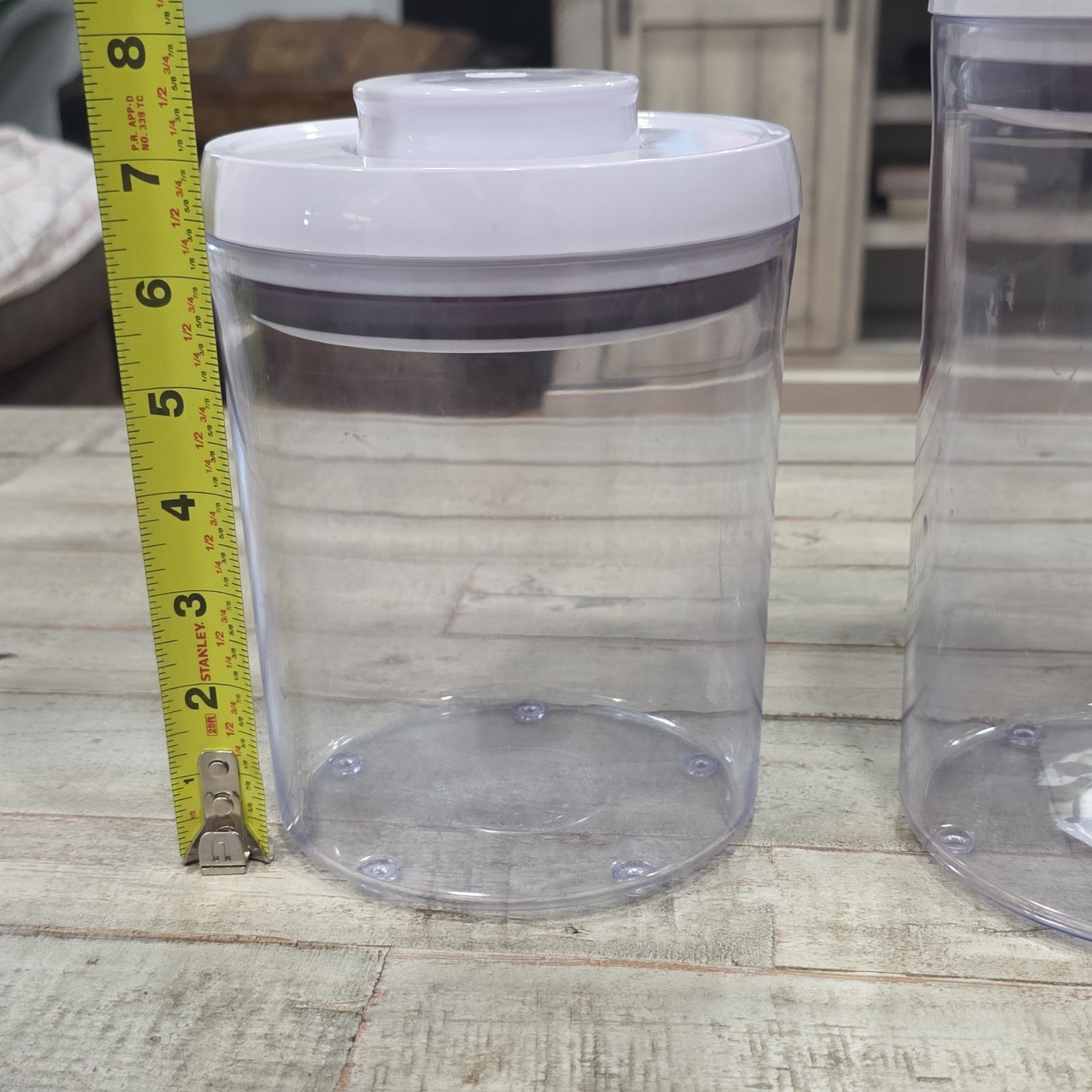 OXO POP 2-Piece Clear Round Plastic Storage Containers w/ White Snap Lids