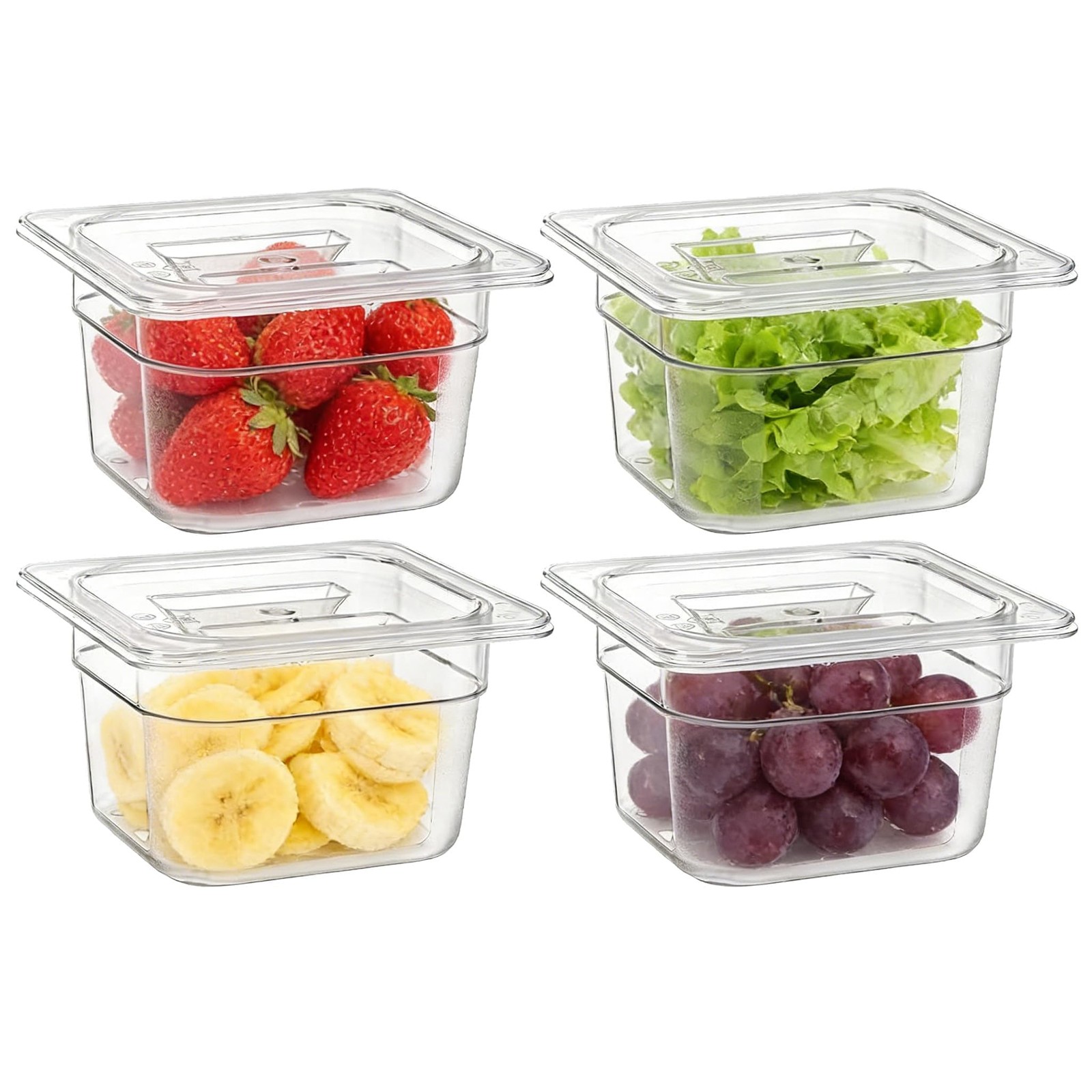 1/6 Size 4 Inch Deep Plastic Food Pan with Lids, Commercial and Home Kitchen …