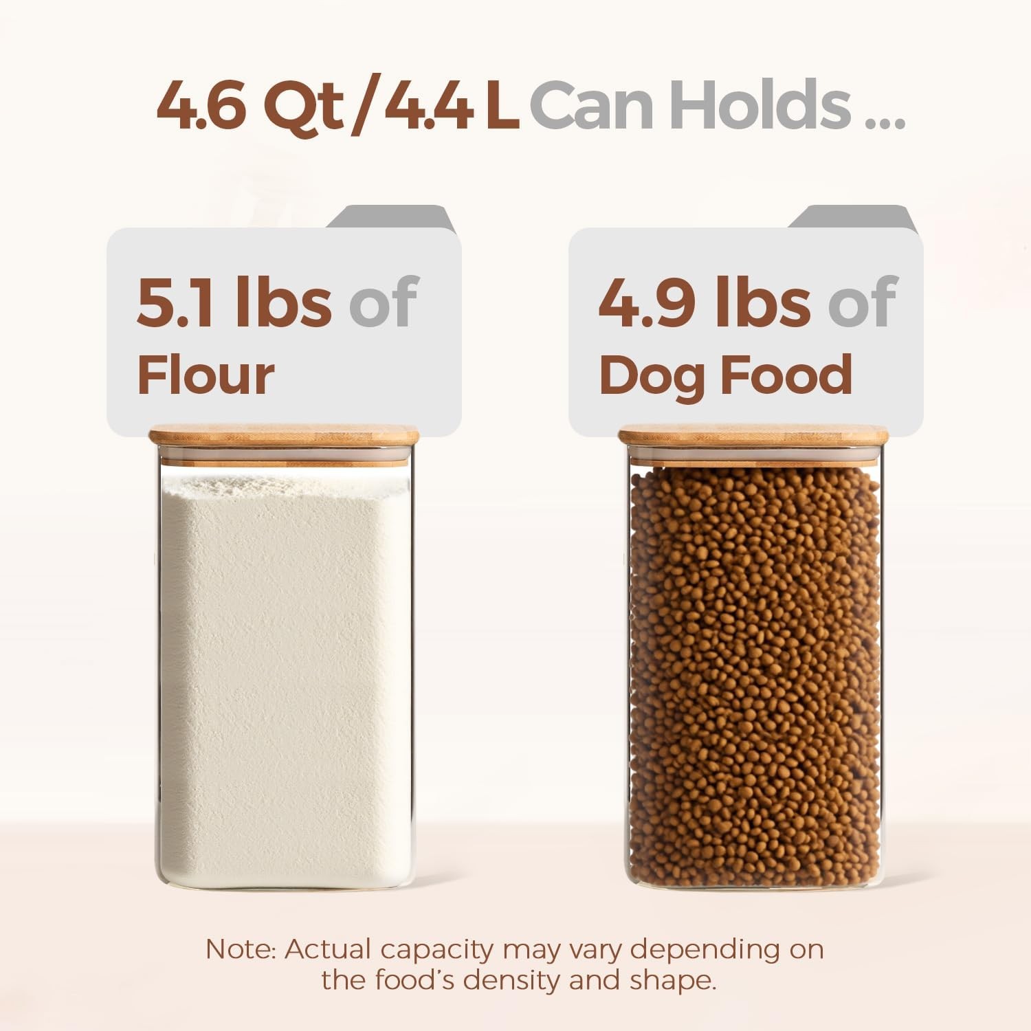 1.2 Gallon Wide Mouth Flour Sugar Storage Containers 2 Pcs, 4.6 Qt Glass Storage