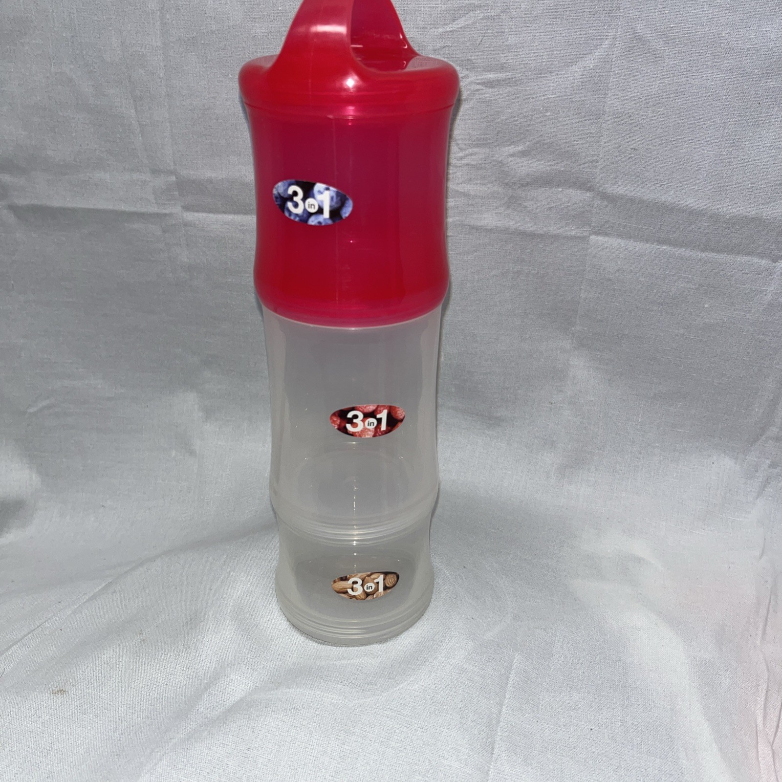 3 In 1 Stack & Screw Snack Travel Container For On The Go Snacking 3 Compartment
