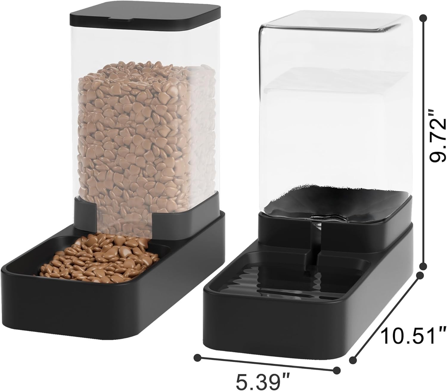 Automatic Cat Feeder and Water Dispenser in Set with Pet Food Bowl,Gravity Dog W