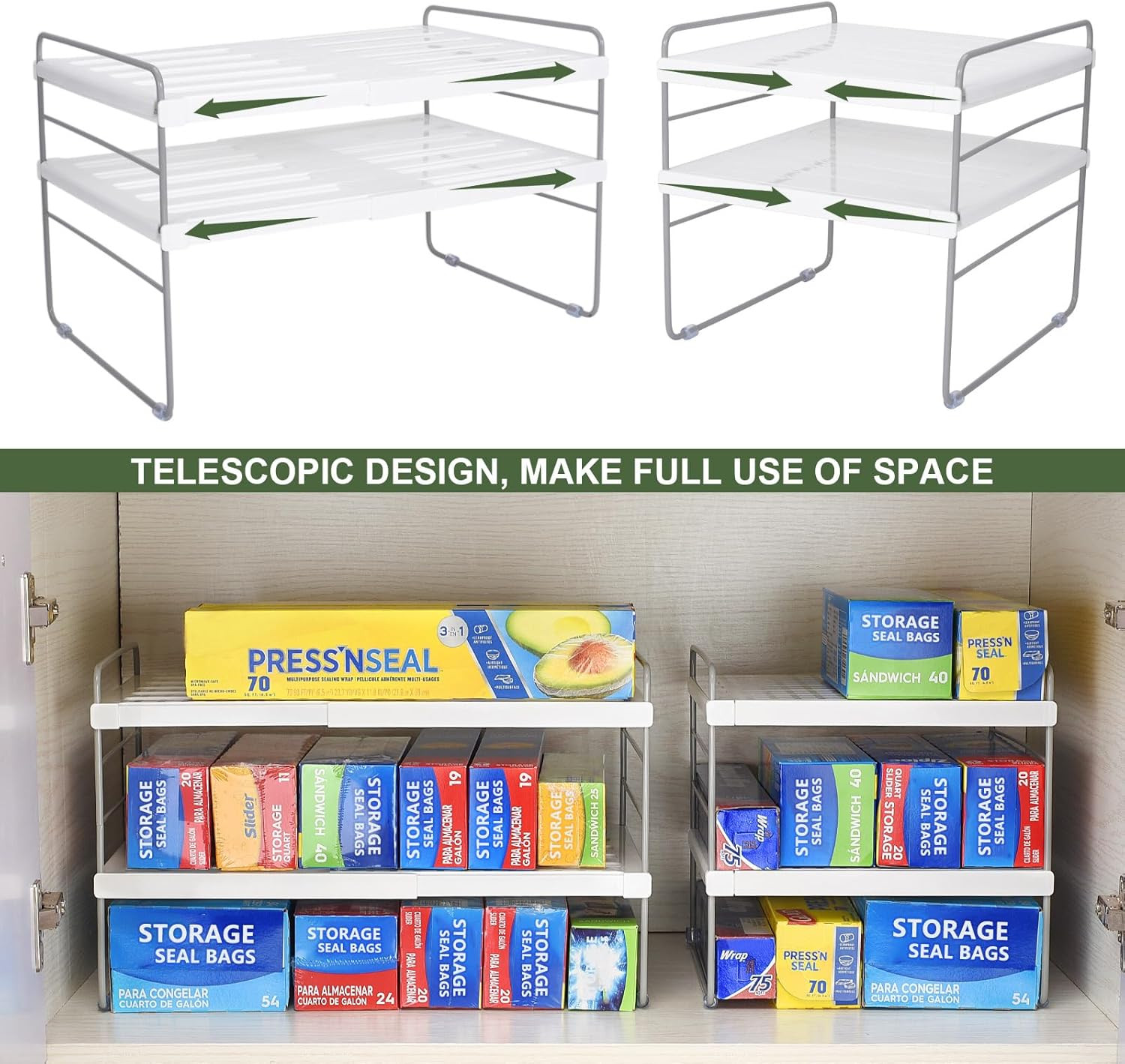 Pantry Organization and Storage for Kitchen – Expandable Kitchen Wrap Box Organi