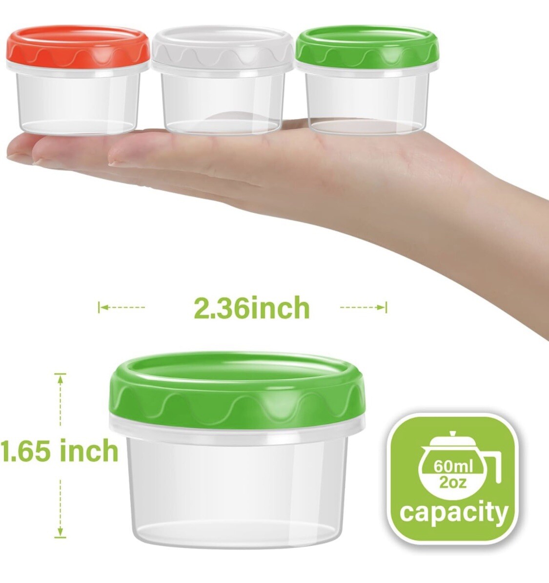EONJOE Mini Plastic Containers with Lids Reusable Dishwasher Freezer 2oz 12
