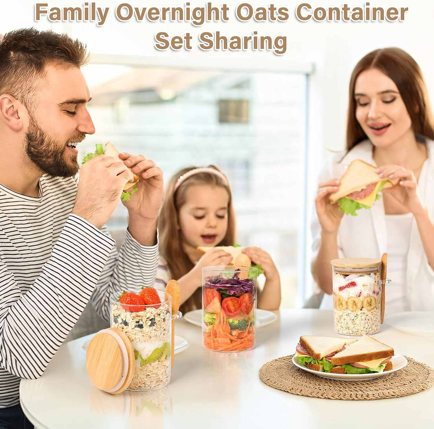 Overnight Oats Containers with Lids,4 Pack 18Oz Overnight Oats Jars with Spoons,