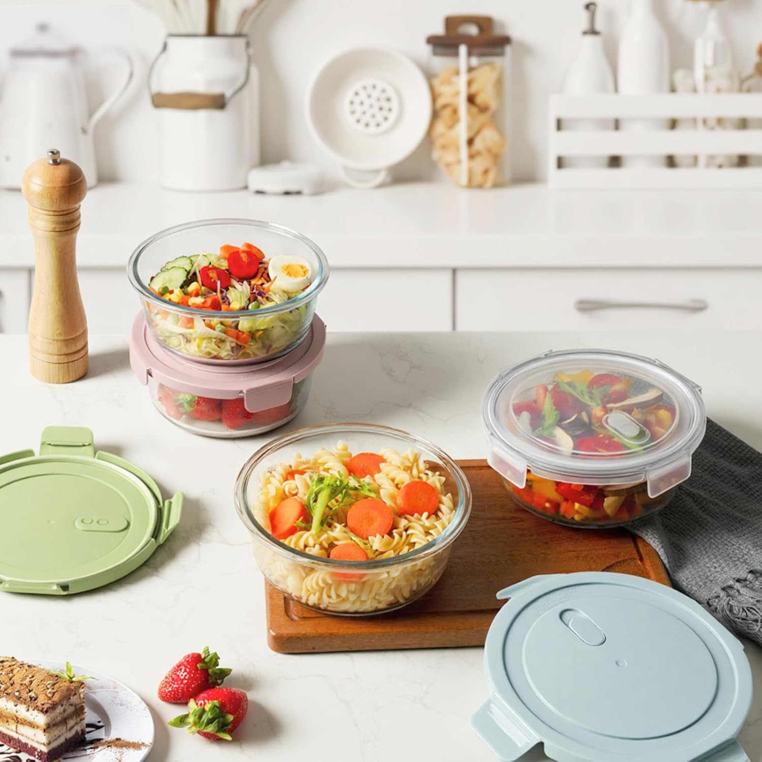 30oz Glass Meal Prep Containers with Lids, Airtight 3.75 Cup Food Storage Contai