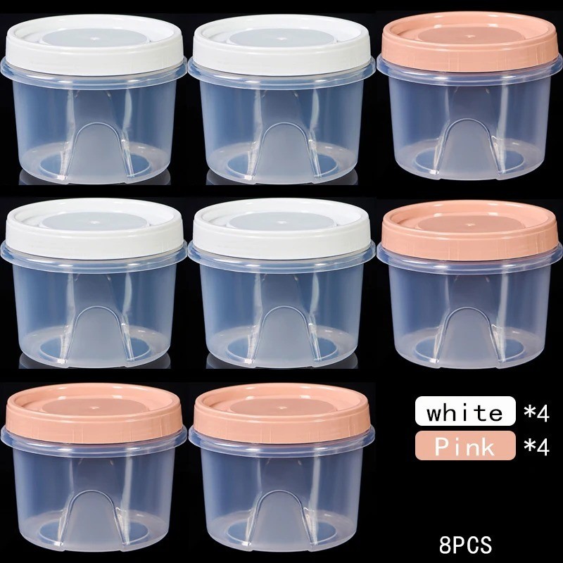 8 Pcs 500ml Round Food Fresh Keeping Box Kitchen Refrigerator Storage AA