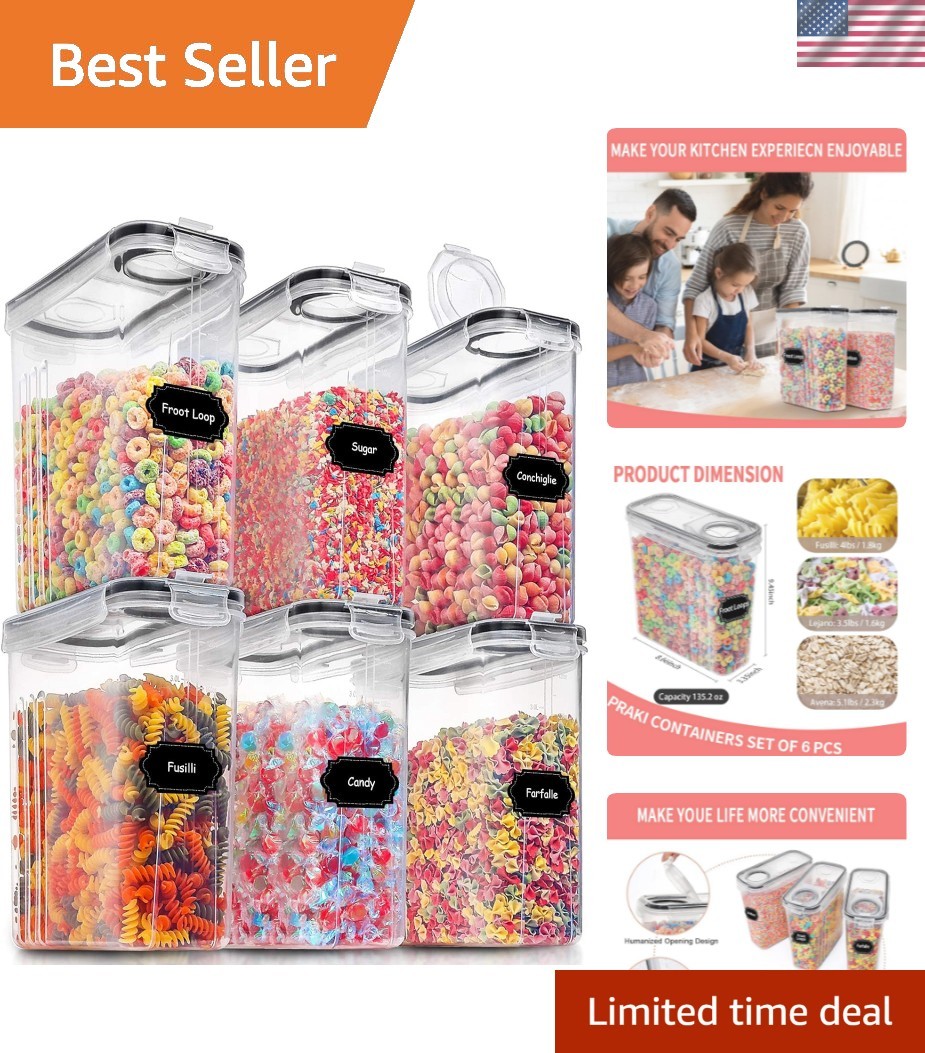 Large Dry Food Storage Containers with Lids, 6PCS Airtight Cereal Containers …