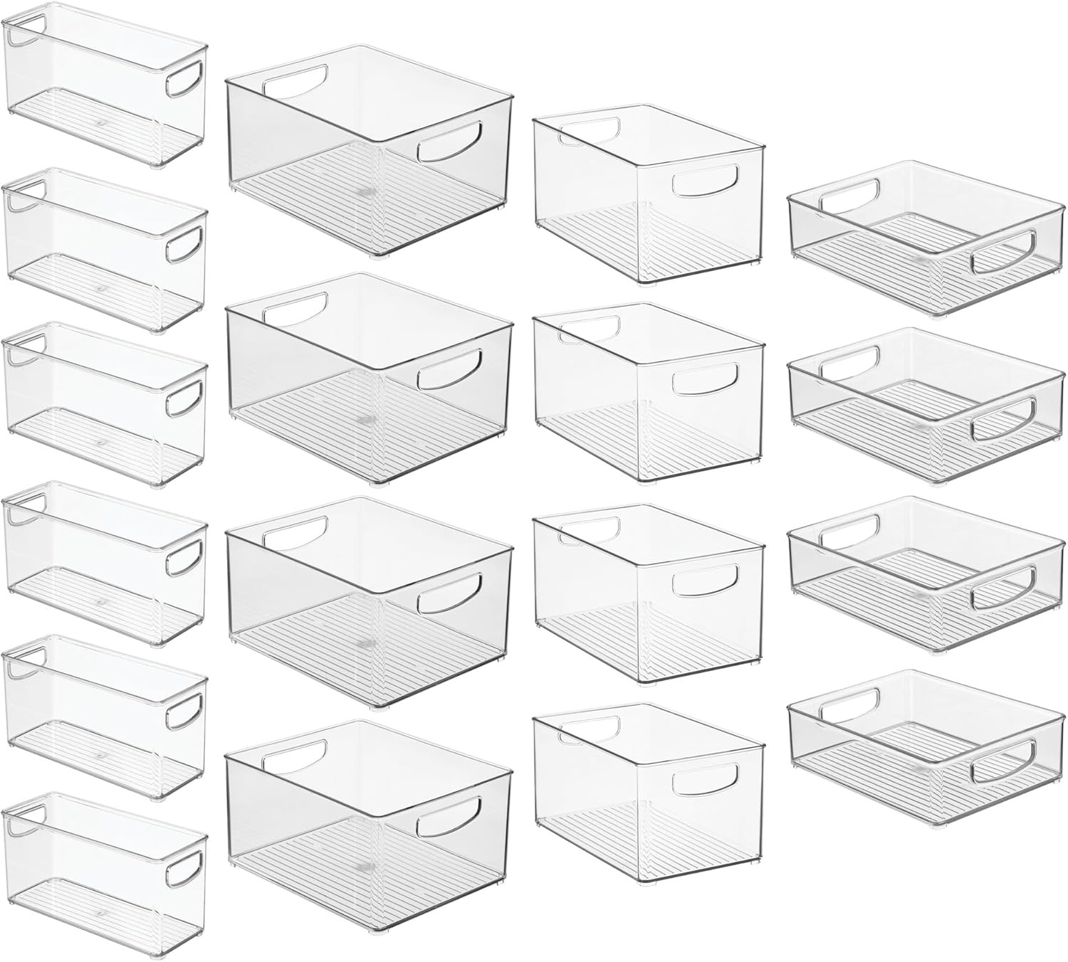 Clear Stackable Plastic Storage Bins – 18 Pack for Kitchen & Home Organizing