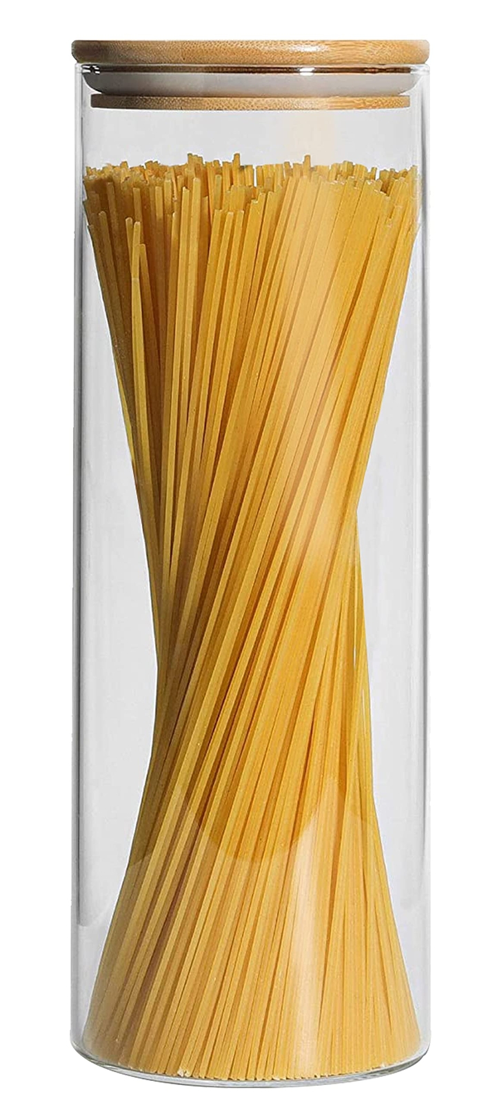 Pasta Storage Jars Spaghetti Container Glass Pasta Jar With Bamboo Lid Airtight