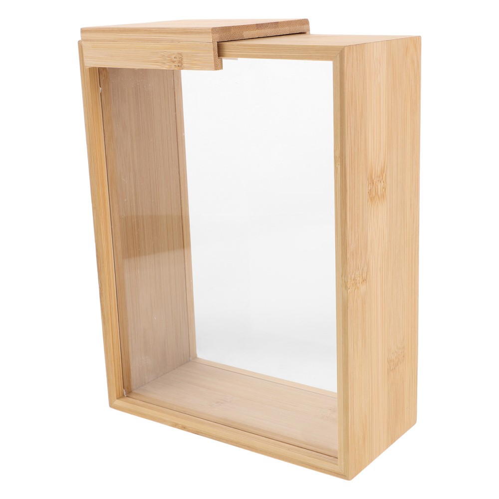 Bamboo Sliding Cereal Box Clear Food Dispenser Storage Container