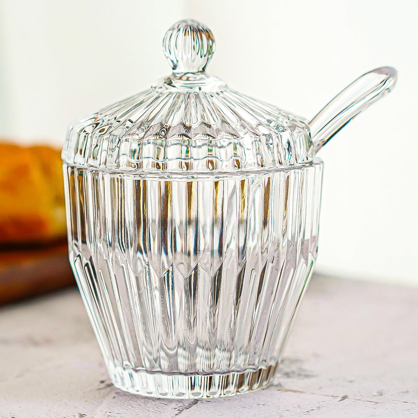 1 Pack Clear Glass Sugar Bowl with Lid and 3 inches x 4 inches,