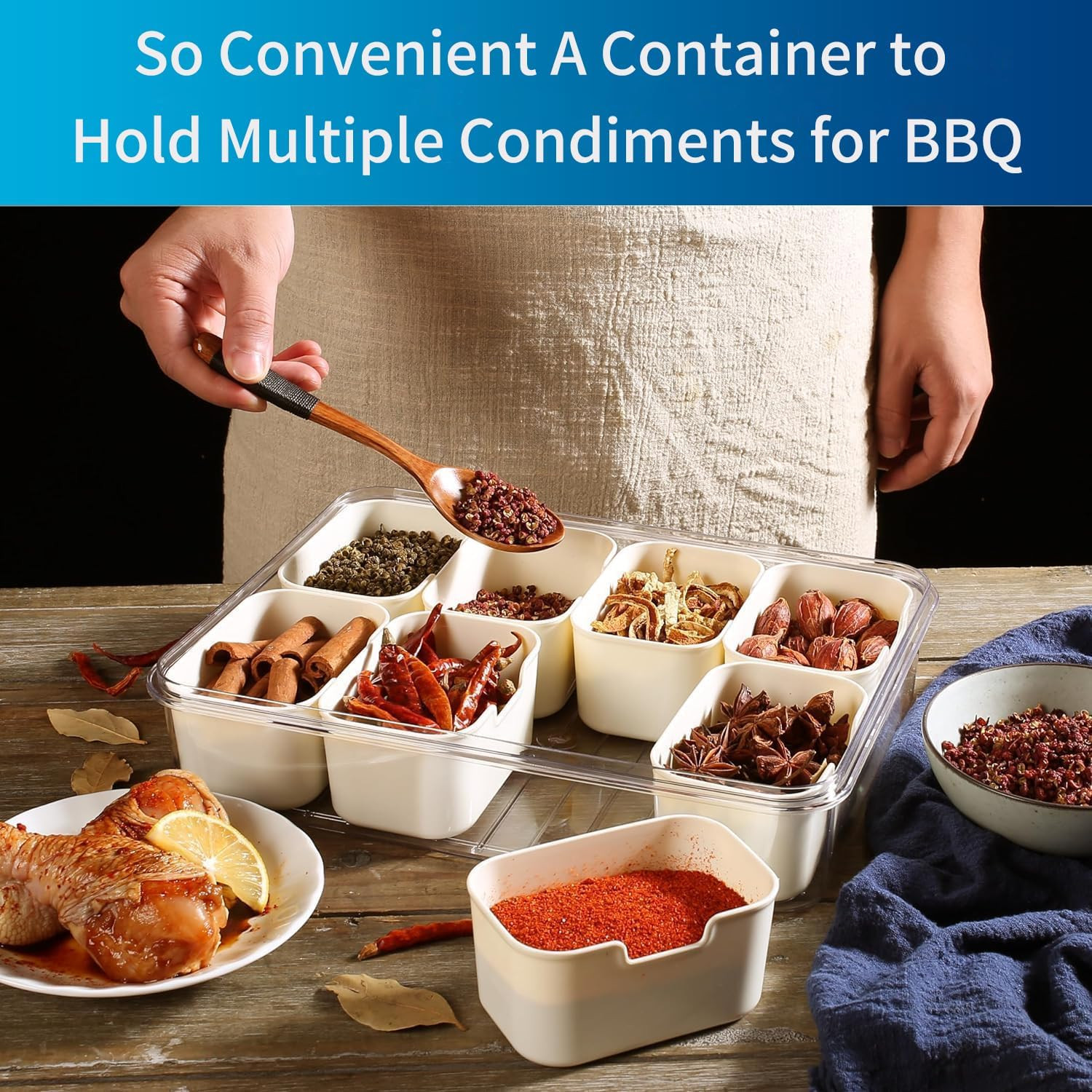 Air-Tight Snackle Box Container –Divided Serving Tray with Lid & Handle–Clear Sn