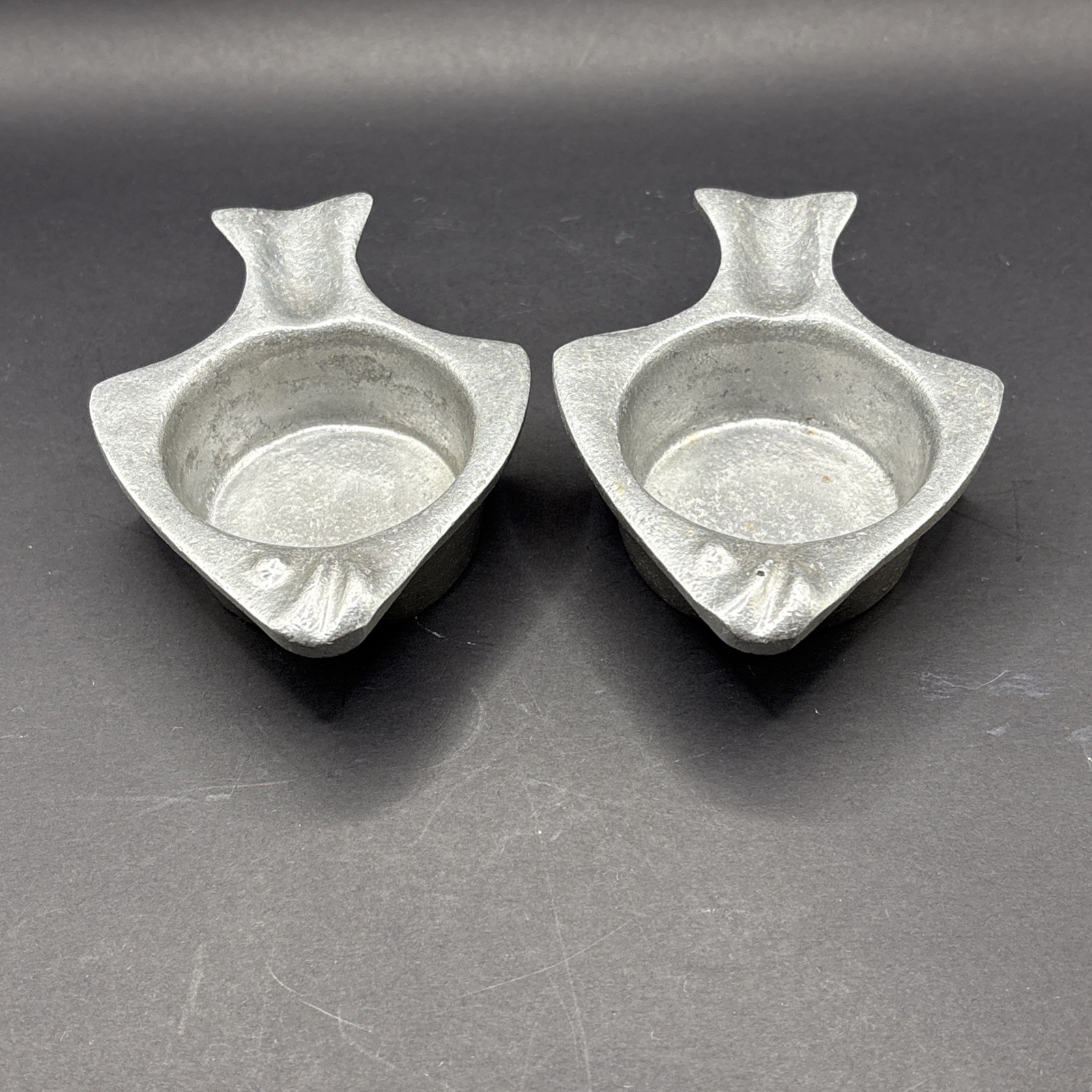 Pair of Bon Chef Cast Metal Fish Shaped Baking Dishes Ramekins 9022-N NSF Signed
