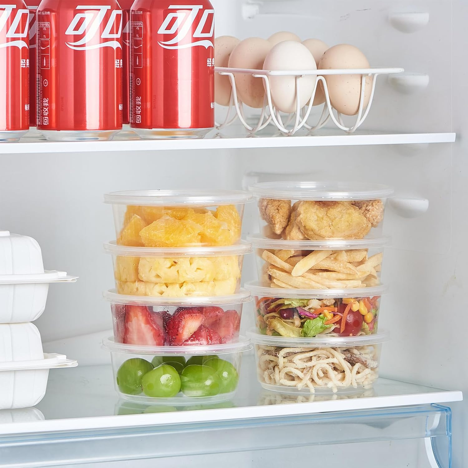 [50 Set – 8 Oz. Plastic Deli Food Storage Containers with Lids Disposable Clear