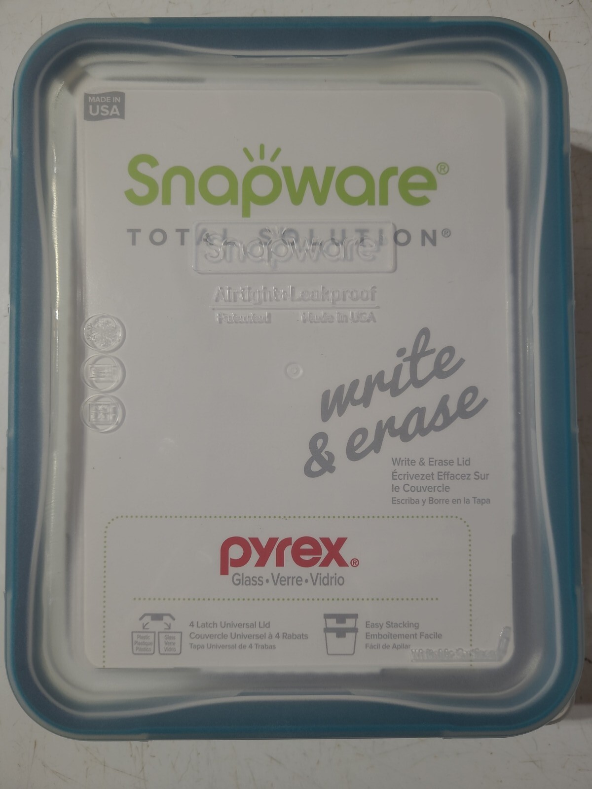 LOT OF 2 Snapware Total Solution 6-Cup Pyrex Glass Storage Container with Lid
