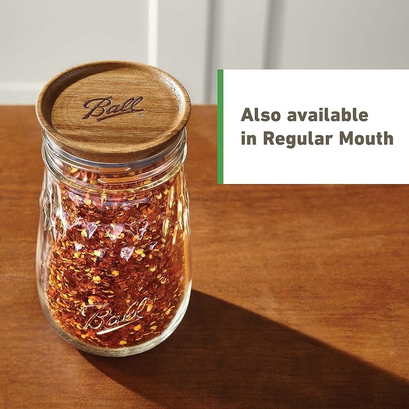 Wooden Wide Mouth Jar Lids Acacia Airtight Seal Dry Food Storage 5 Pack New