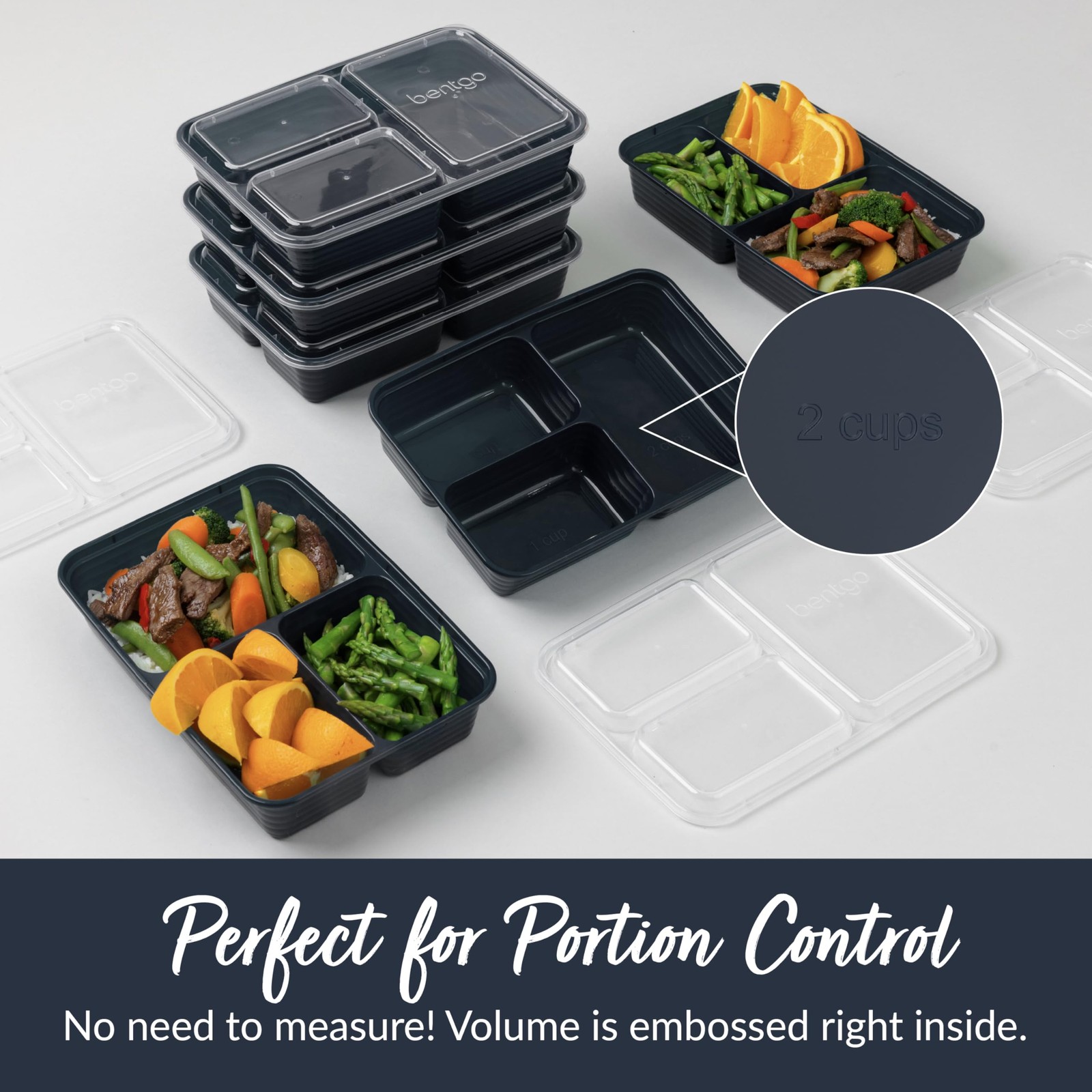 Prep – 20-Piece 3-Compartment Reusable Meal Prep Containers with Lids, PFAS &…