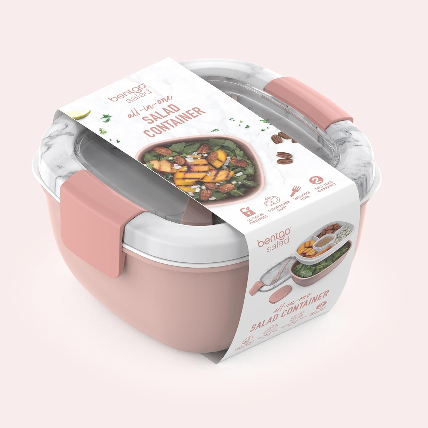 Salad Container with Toppings Tray 54 oz BPA Free Reusable Fork Dressing Dish