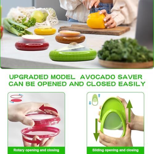 Avocado Saver and Onion Holder -Set of 4 Reusable Fruit and Veggie Savers for Fr