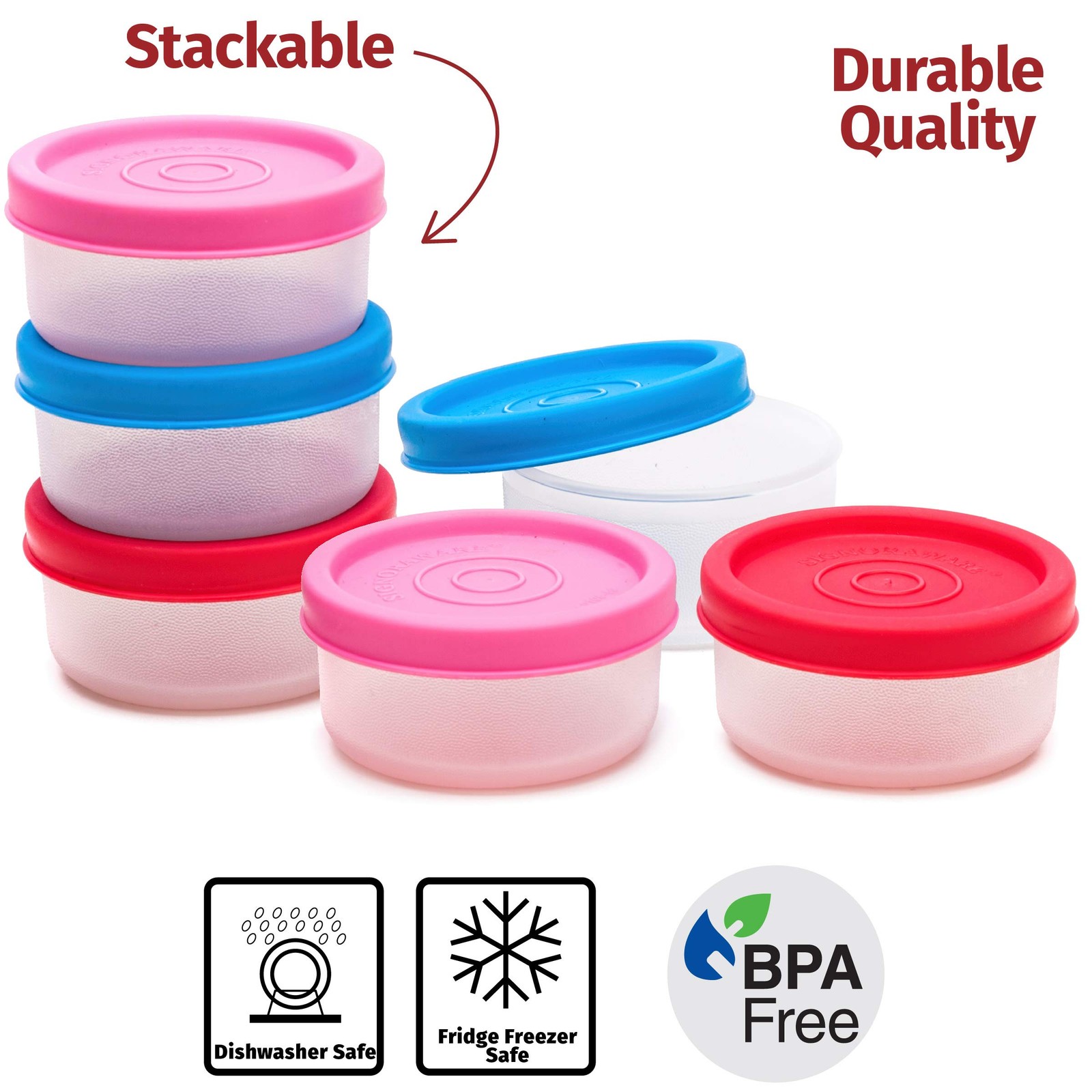 Signora Ware Condiment Containers With Lids- 6 Pk. 1.3 Oz.salad Dressi