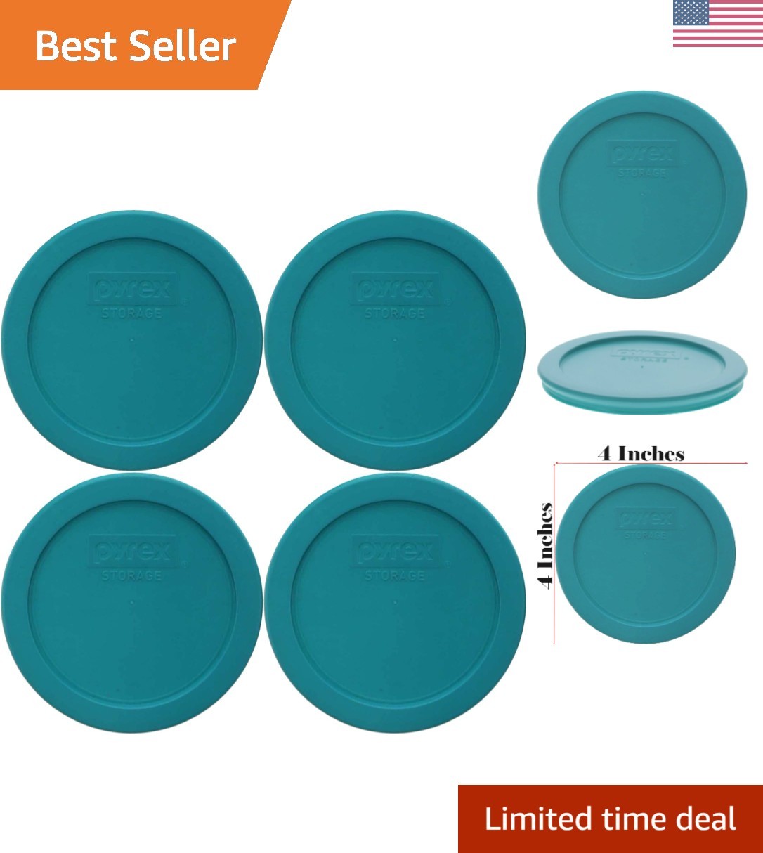 Turquoise Replacement Lids, 4-Cup – Safe for Microwave & Dishwasher Use (4 Pack)