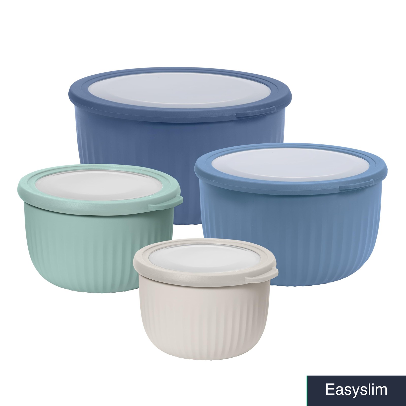 Plastic Food Storage Bowl Set 4 Pack Airtight Lids Blue Multicolor