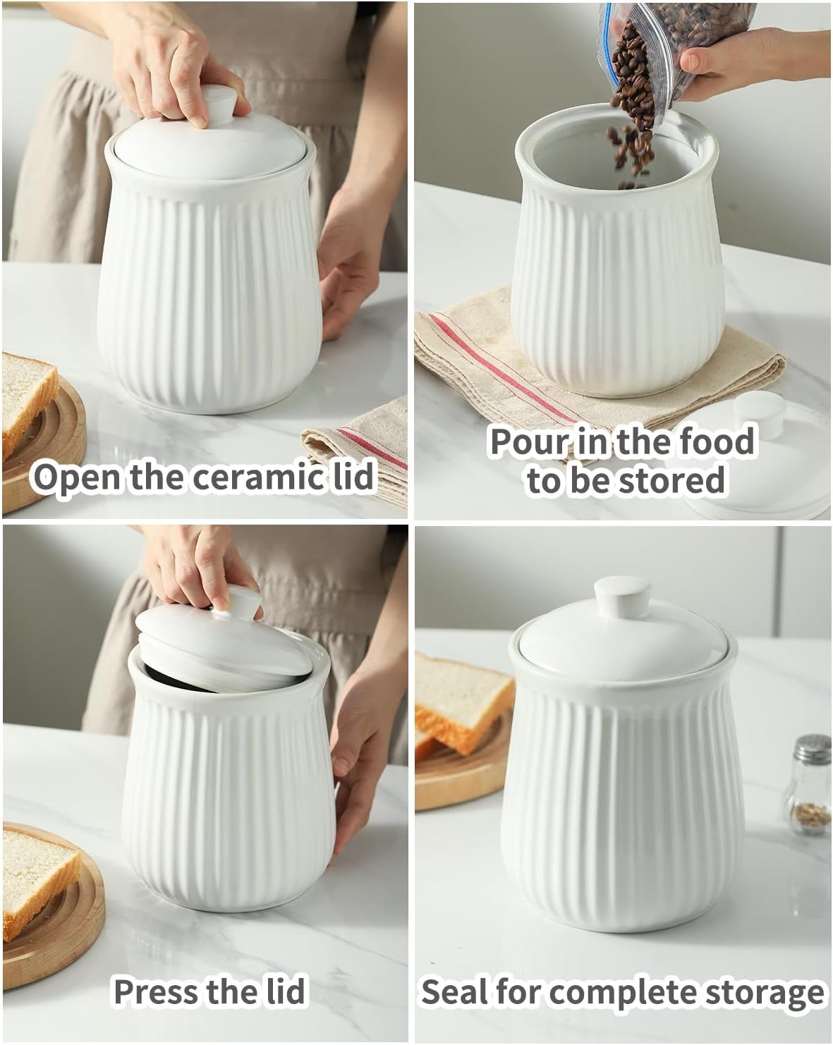 Food Storage Containers with Lids, 88 oz Ceramic Food Storage Jar, Airtight