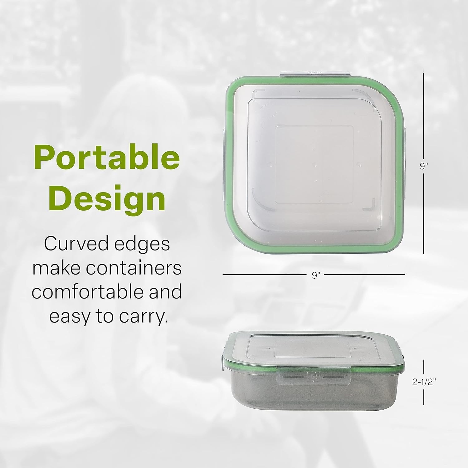 Large To-Go Single Compartment Container 9″x 9″ x 2-1/2″ Reusable Microwave Safe