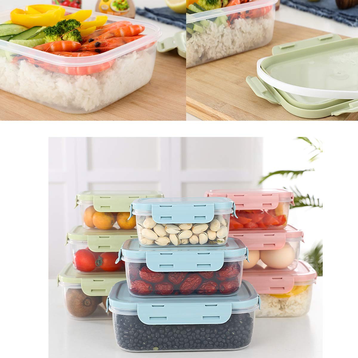 Food Storage Containers Set with Airtight Lids – 3 Pack BPA-Free Plastic Meal…