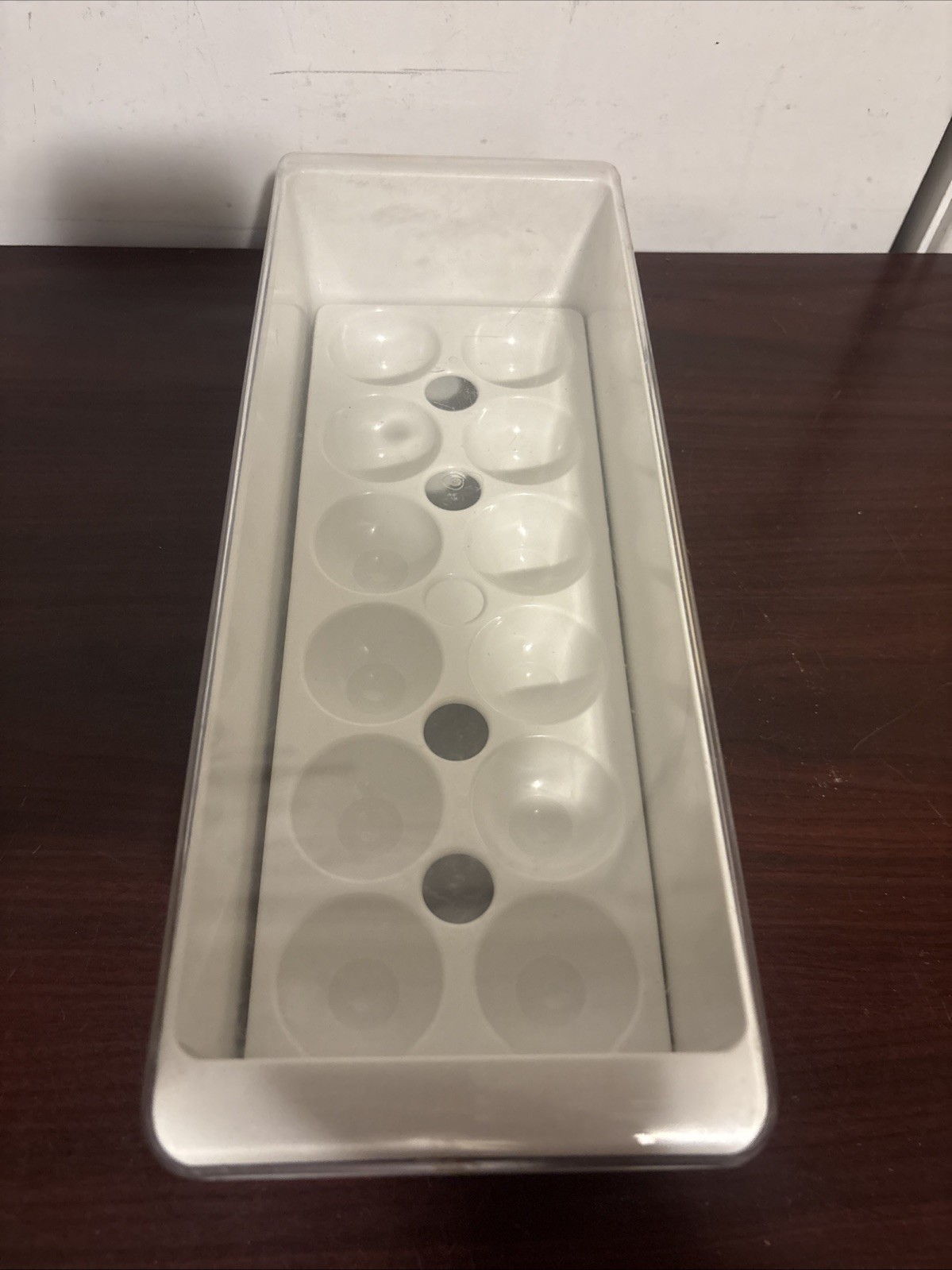 Vintage-White Refrigerator Egg Storage Tray Bin Holder Container With Clear Lid