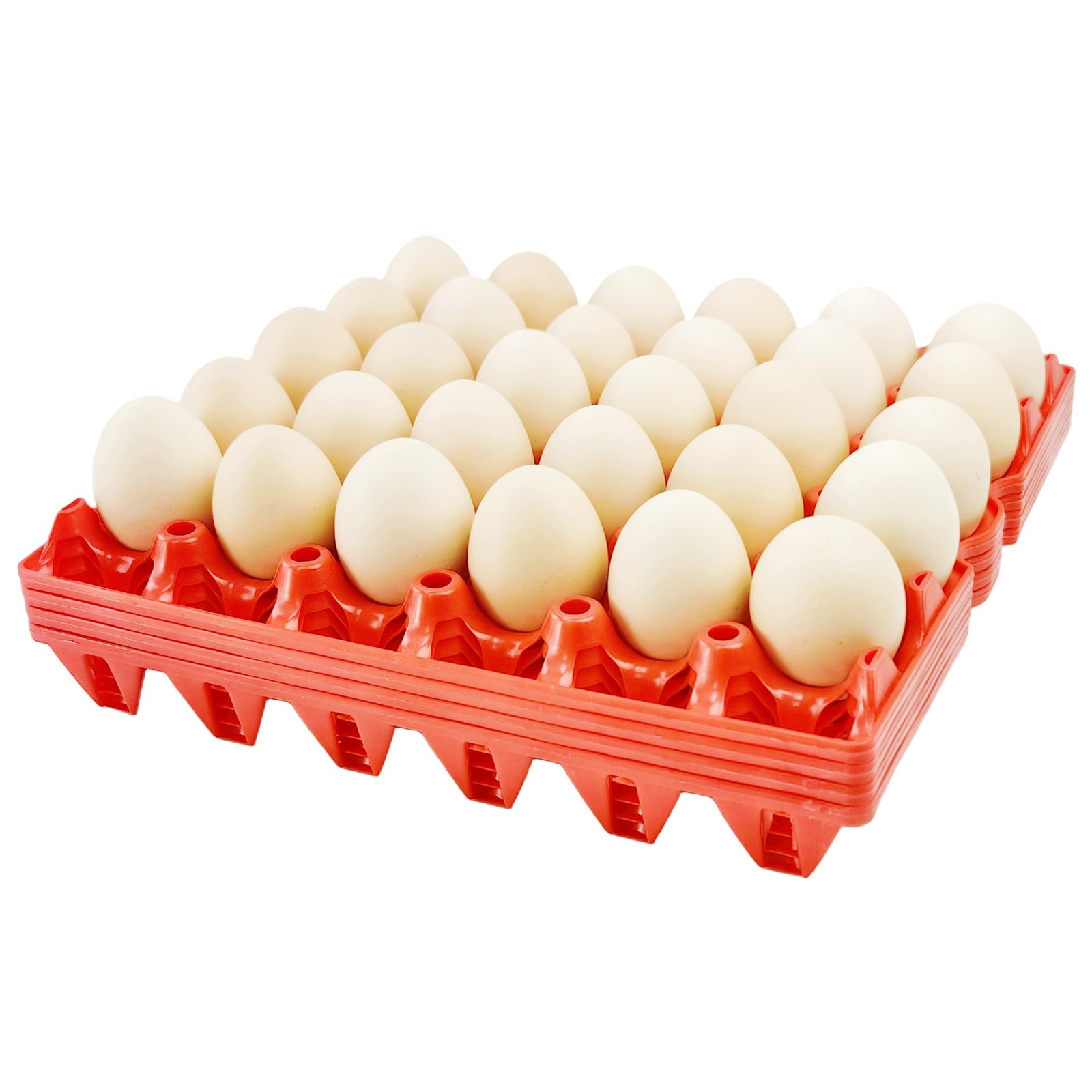 4 PCS Plastic Egg Tray Crates 30Egg Flats Stackable Cartons Red Reusable