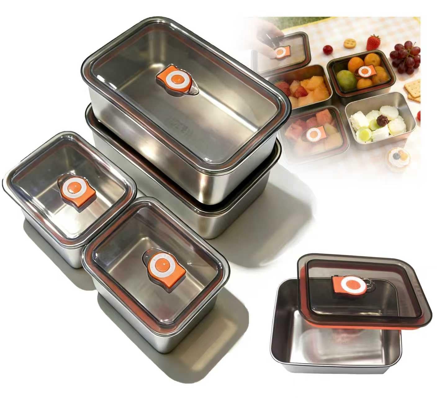 4 Pack 304 Stainless Steel Food Containers with Leakproof Lids, Reusable Meta…