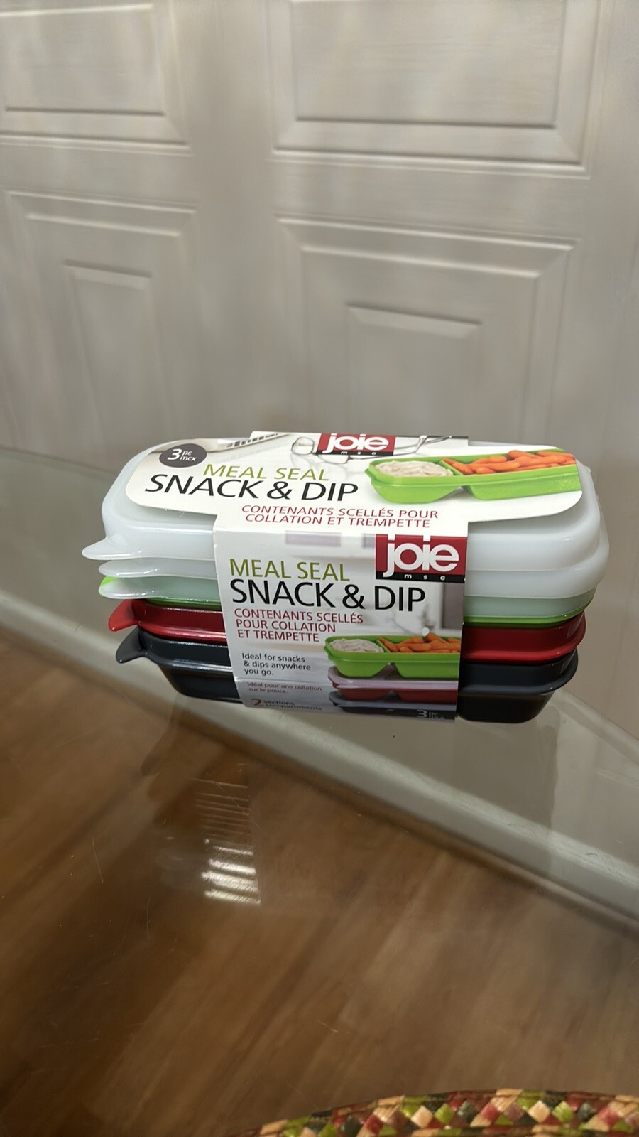 Joie Meal Prep Snack Container, Set of 3 (Green/ Red/ Grey) – 17.3×6.2×4.6cm