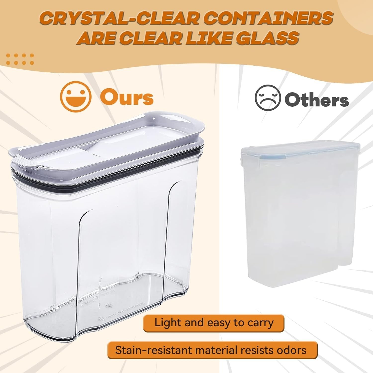 Plastic Pantry Canisters Set – Rice, Cereal, Flour, Sugar