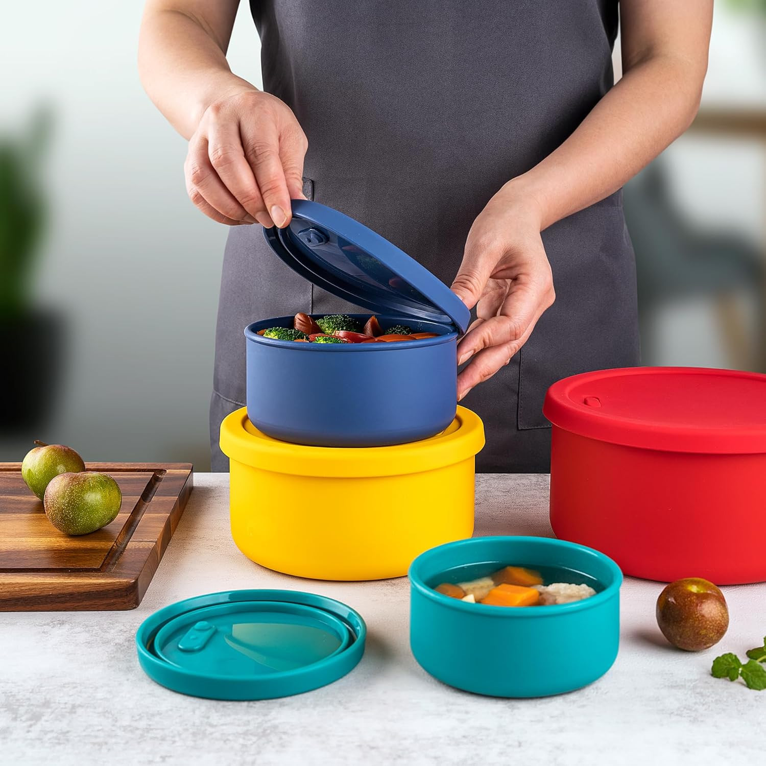 Silicone Bowls from 71Oz to 13.5Oz, Silicone Food Storage Containers Set, Thick