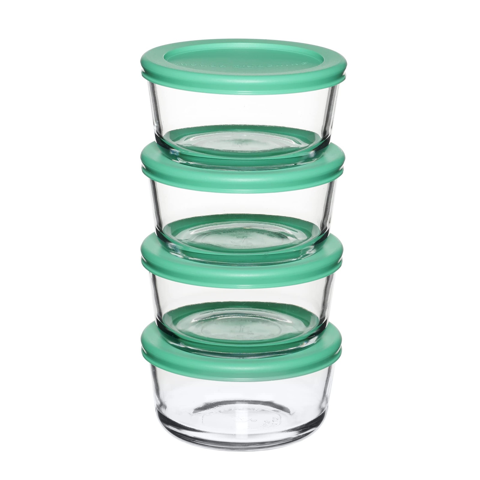 Anchor Hocking 2 Cup Glass Storage Containers with Lids, 2 Cup, Mixed Blue