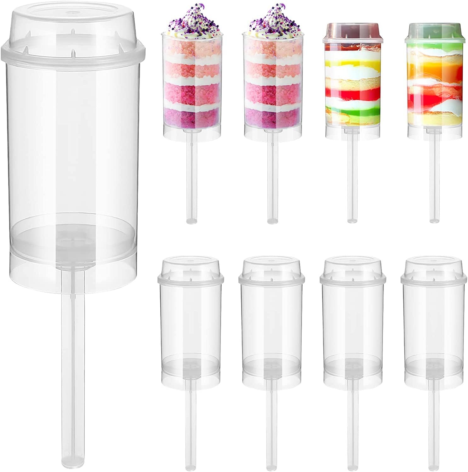 80PCS Round Shaped Clear Push- Up Cake Plastic Cake Push- Pops Containers wit…