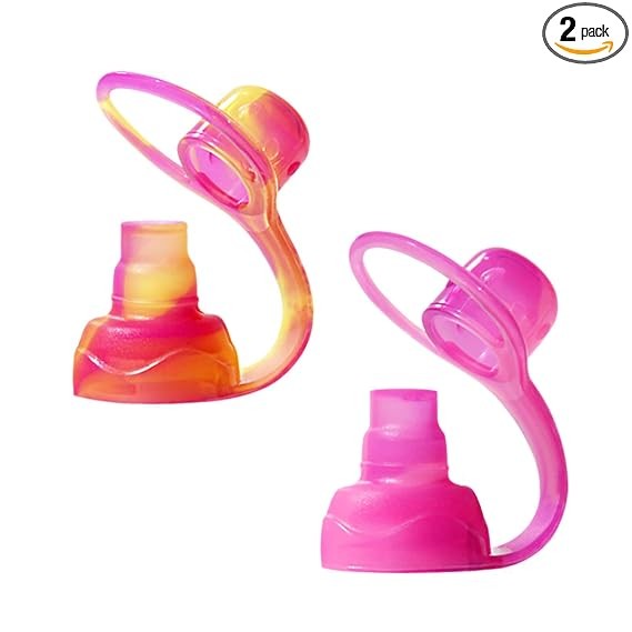 ChooMee SoftSip 2CT Food Pouch Top, Yellow Pink Swirl
