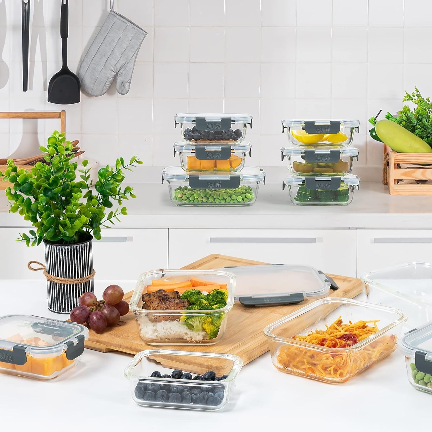 Durable Airtight Borosilicate Glass Storage Set – 10 Pack for Meal Prep