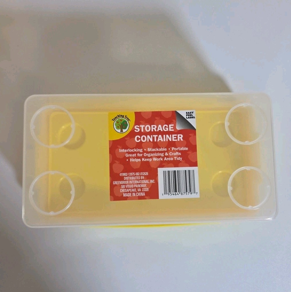 Yellow Clear Storage Containers Stackable Interlocking Portable Bricks Set Of 3